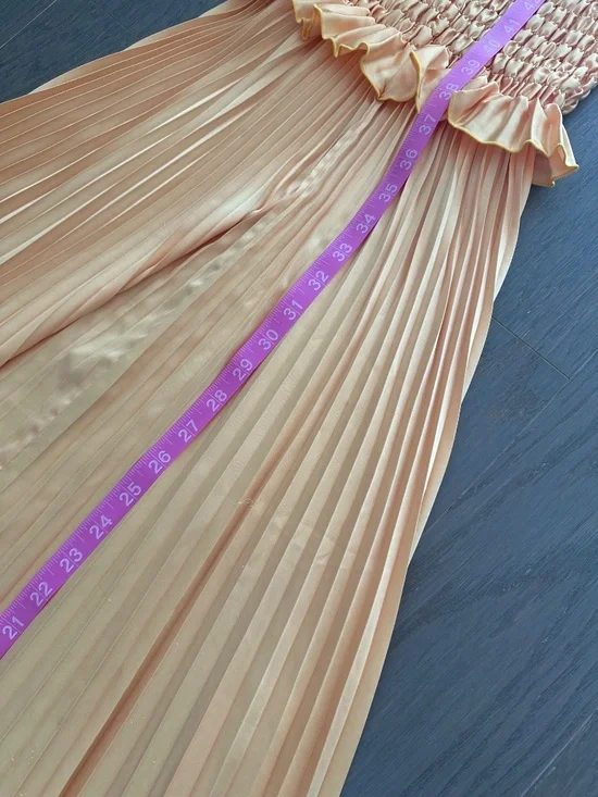 L'IDEE MAYA Yellow Gold Strapless Pleated Maxi Dress Stretch - US 8 - Picture 9 of 9